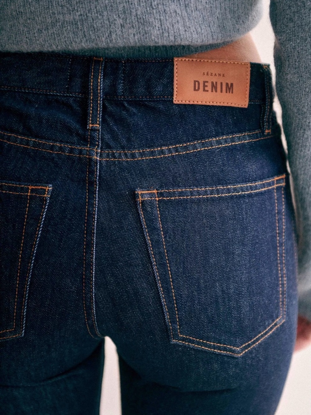 Sezane Dark Blue Straight-Leg Jeans - Picture 2 of 4